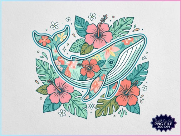 Download Summer Beach Tropical Whale Floral PNG - Whale Collection