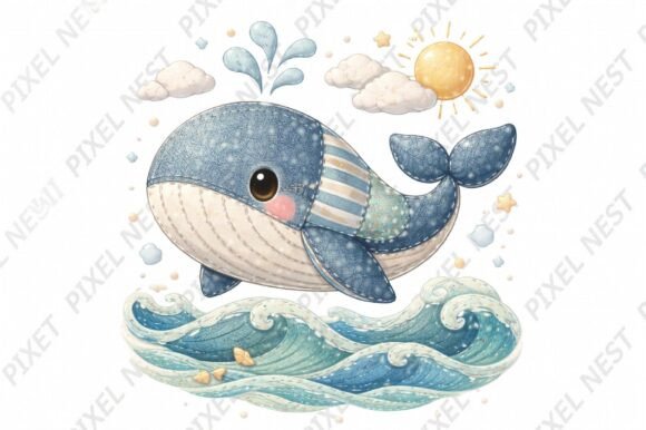 Download Patchwork Summer Whale Sublimation - Whale Collection