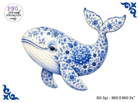 Download Chinoiserie Ocean Blue Whale Clipart PNG - Whale Collection