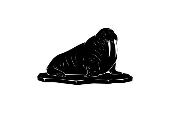 Download Silhouette of a Walrus Sitting on Iceber - Walrus Collection