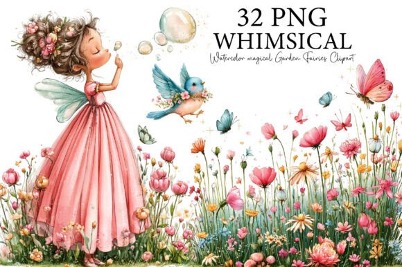 Download Watercolor Magical Garden Fairies PNG - Magical Collection