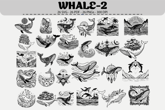 Download Whale Clipart Set – 26 Designs - Whale Collection