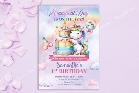 Download Magical Rainbow Unicorn Birthday Invite - Magical Collection