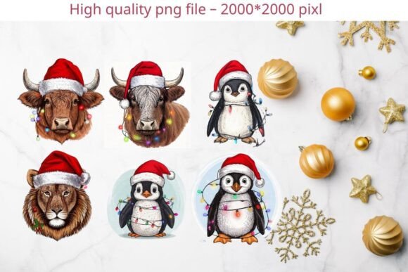 Download Christmas Animal Illustrations with Sant - Animal illustration Collection