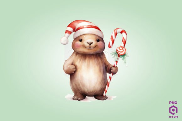 Download Walrus Holding a Candy Cane Clipart - Walrus Collection